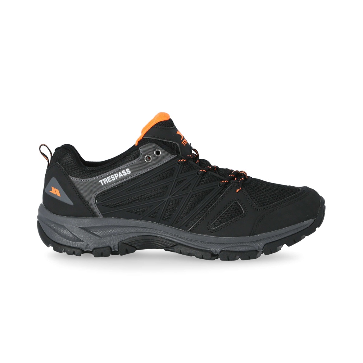 Trespass Fisk Mens Durable Low Cut Black Trainers for Hiking Trekking ...